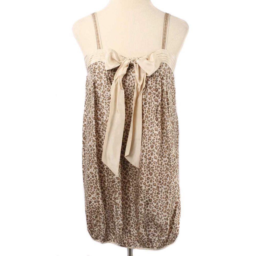 TRINITY Cheetah Print Silk Bubble Hem Mini Slip Dress NWT Women's Size M
